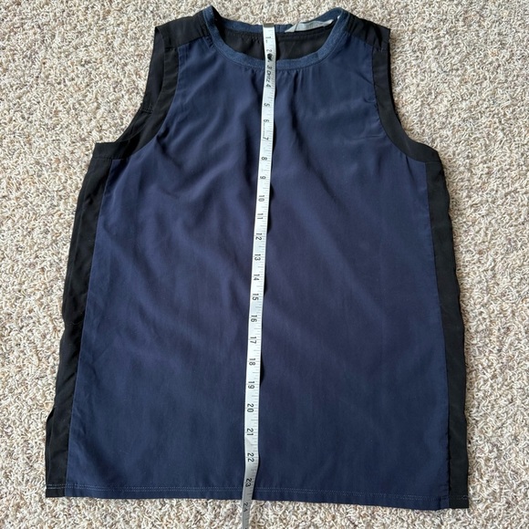 Athleta Mixed Sleeveless Shirt Womens XS Blue Black Lyocell blend - Picture 10 of 11